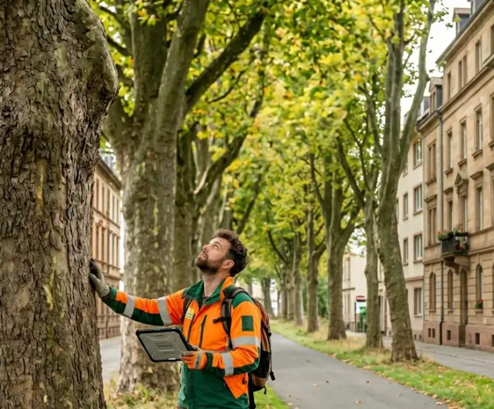 Baumkataster Baumgutachter bei der Arbeit